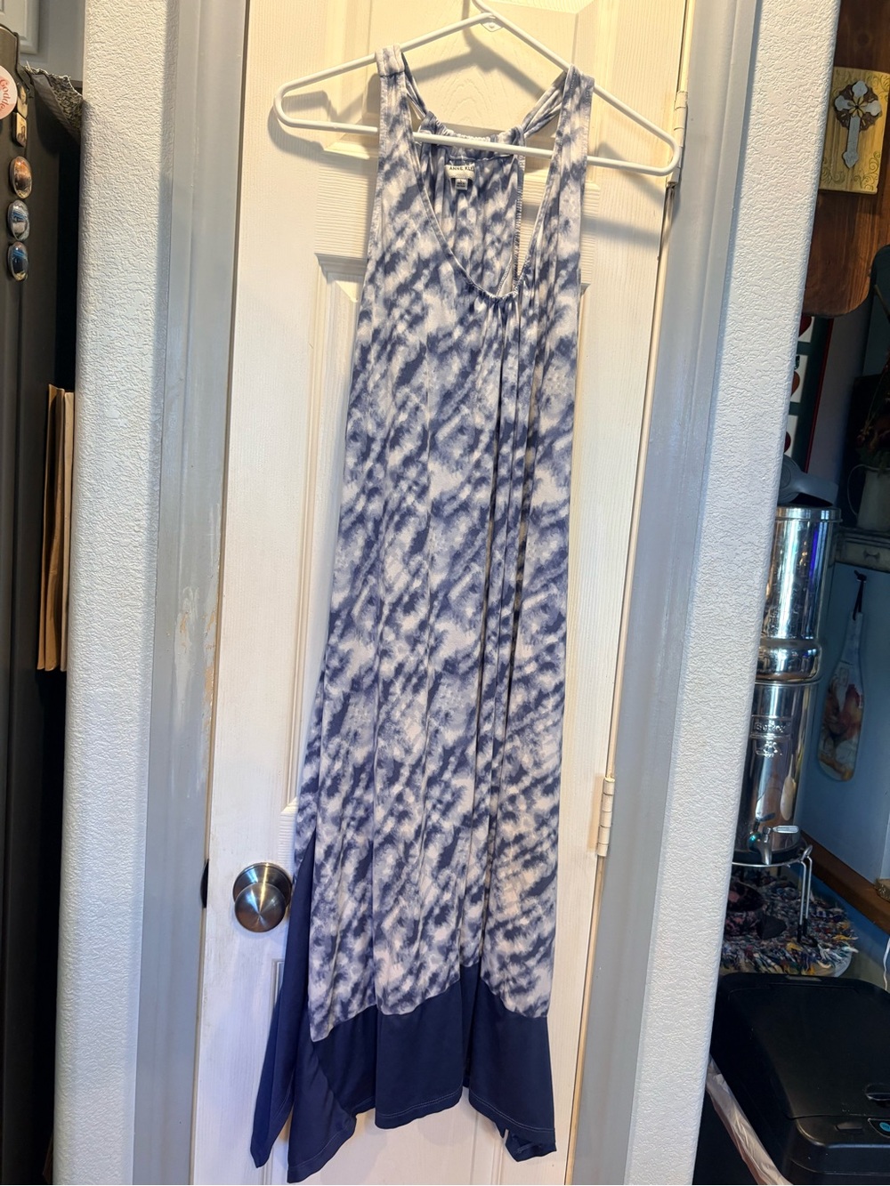 Anne Klein Navy and White High-Low Maxi Skirt
